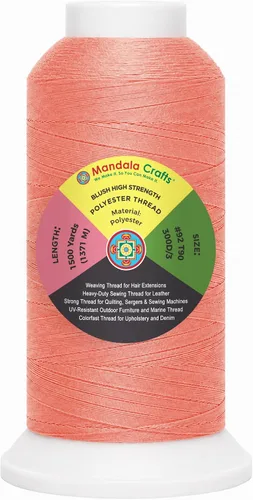 Vista 71 de Mandala Crafts Airforce Blue Tex 70 - Hilo de poliéster para tapicería 1500 Yds T70 UV Resistant Strong Thread for Leather Sewing, Marine