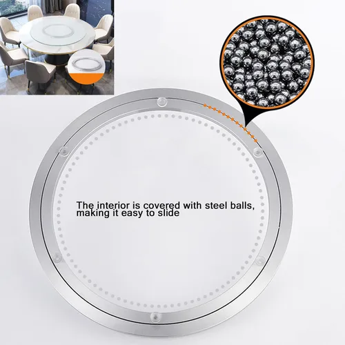 Vista 2 de Lazy Susan - Rodamientos giratorios giratorios de metal de aluminio para mesa de comedor y banco de trabajo (10 pulgadas), plateado