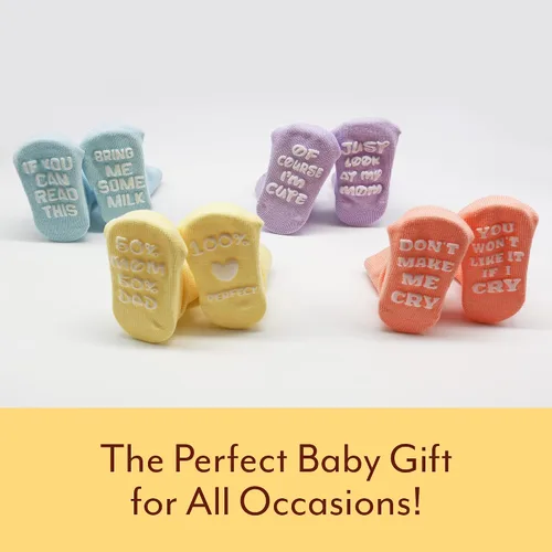 Vista 2 de Mommachi - Juego de calcetines para bebé, regalos de baby shower neutros y artículos esenciales para recién nacidos, Pasteles