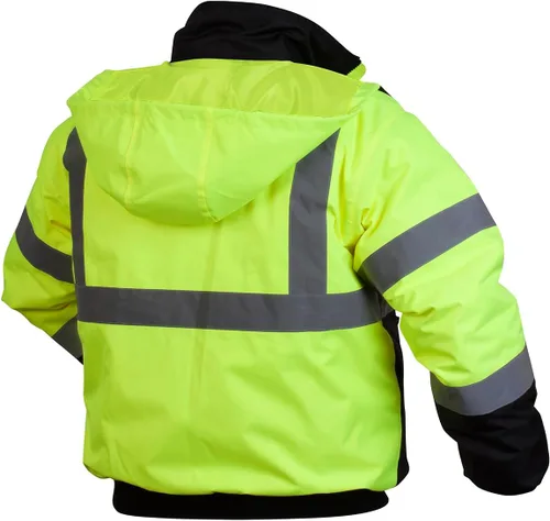 Vista 3 de Pyramex RJ32 Series Waterproof Hi-Vis Orange Lime Bomber Jacket with Quilted Lining - Size Large