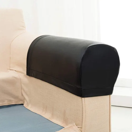 Vista 2 de Sander Juego de 2 fundas para reposabrazos de sofá, funda elástica para sillón, de piel sintética, antideslizante, protector de muebles para sofá