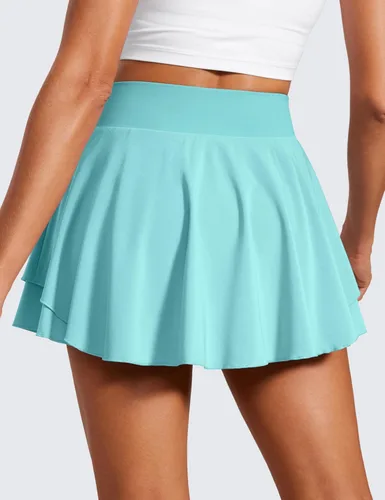 Vista 2 de CRZ YOGA Faldas de tenis para mujer, de cintura alta, con volantes, para entrenamiento, atletismo, golf, con bolsillos