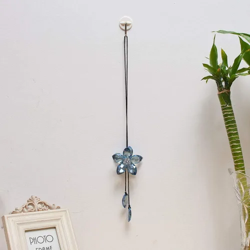 Vista 5 de Accesorio de pendiente decorativo, diseño de flor de cristal, para espejo retrovisor de vehículo, Azul