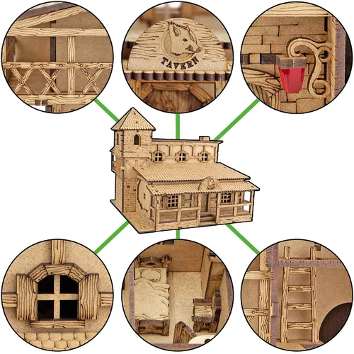 Vista 2 de TowerRex Tavern DND Terrain 1.102 in - Miniatura de fantasía para juegos de mesa Warhammer, Pathfinder y D&D