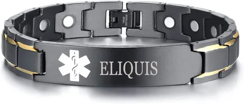 Vista 22 de XUANPAI Pulseras de alerta médica para hombres y mujeres con grabado gratuito ajustable de acero inoxidable para emergencias médicas