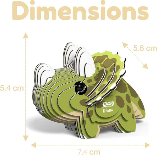 Vista 3 de EUGY Rompecabezas de papel 3D ecológico Tricera 006 [nuevo sello]
