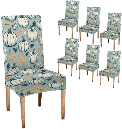 Vista 68 de CAPSCEOLL Christmas Dining Chair Covers,Snowflakes Festive Winter Pattern Stretch Chair Covers for Dining Room Set of 2 Washable Spandex Parson