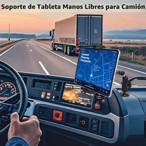 Vista 2 de Soporte de tablet para camión, base de taladro resistente con brazo de aluminio para tableta, automóvil, pared, barco, escritorio, compatible