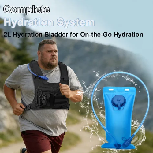Vista 5 de King Mills Plus Size Hydration Trail Running Vest with Water Pouch Black