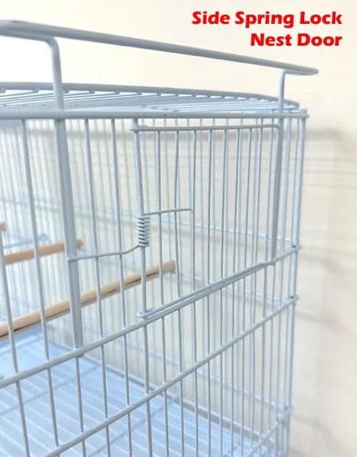 Vista 6 de Combo: Jaula de vuelo de aves galvanizada chapada en zinc apilable y bloqueo, divisor extraíble con soporte rodante