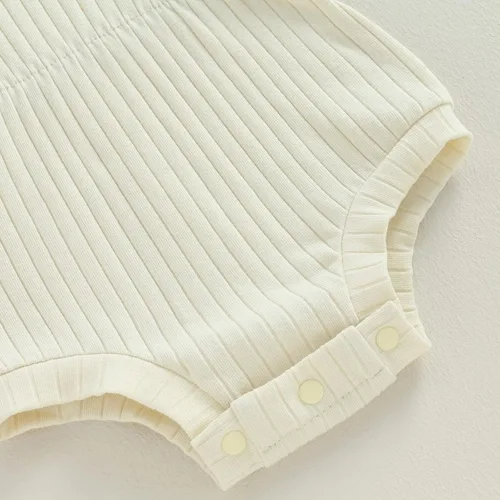 Vista 70 de Traje de verano para niña pequeña, de manga corta, acanalado, overol liso, pantalones cortos, ropa para recién nacidos