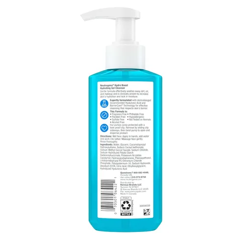 Vista 9 de Neutrogena Hydro Boost - Lavado facial, sin fragancia, limpiador facial hidratante con ácido hialurónico, lavado facial diario y removedor