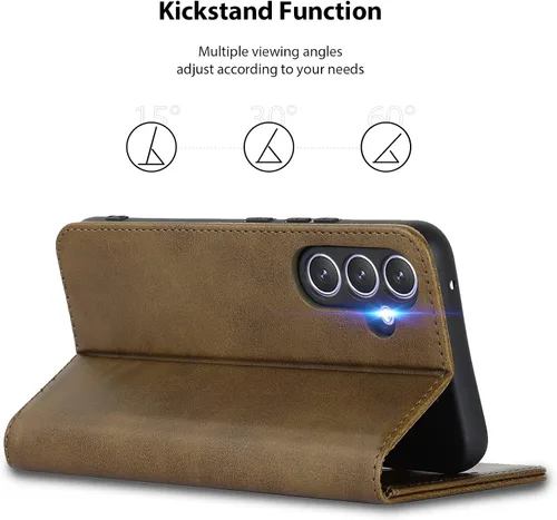 Vista 5 de Havaya Para Samsung Galaxy A54 5G Wallet Funda De Teléfono, Cubierta Magnética Con Titular De La Tarjeta Y Soporte - Verde Oscuro