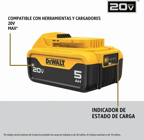 Vista 3 de DEWALT Kit de inicio de batería de iones de litio de 20 V máx. y cargador de 5 Ah (DCB205C)