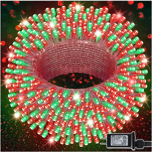 Vista 11 de LJLNION Guirnalda de 300 luces LED para exteriores e interiores, luces de Navidad súper brillantes extra largas de 98.5 pies, 8 modos