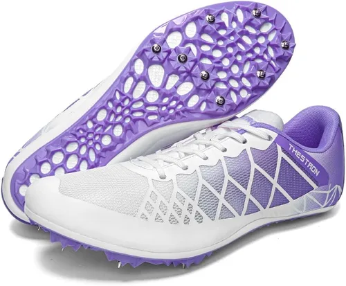 Vista 16 de Tenis de correr para hombre y mujer con Spikes Athletics Racing Track and Field Negro Gris