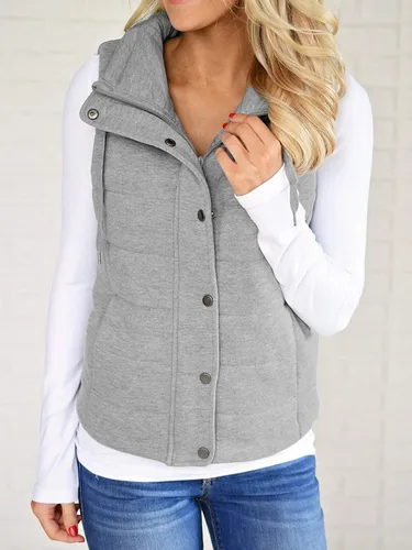 Vista 2 de Valphsio Women Casual Quilted Puffer Vest Lightweight Zip Up Drawstring Jacket Outerwear with Pockets