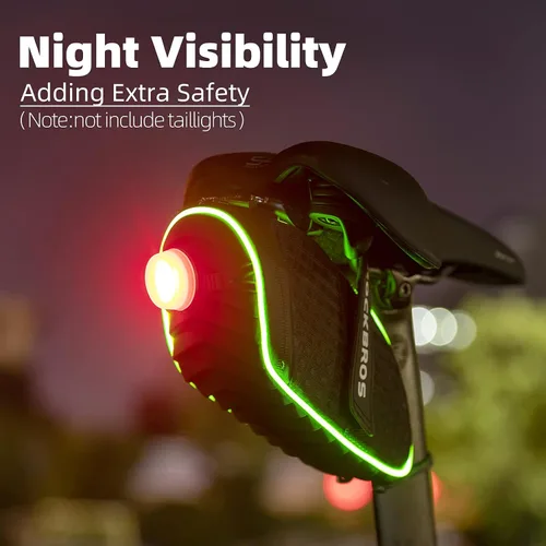 Vista 2 de ROCKBROS Bolsa de sillín de bicicleta con luz LED, bolsa de sillín de bicicleta impermeable de carcasa 3D con cubierta de lluvia para bicicletas