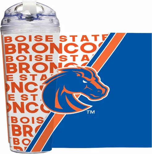 Vista 87 de Rico Industries Taza acrílica NCAA estándar de 24 onzas con tapa con bisagra, taza de doble pared oficialmente licenciada con pajita