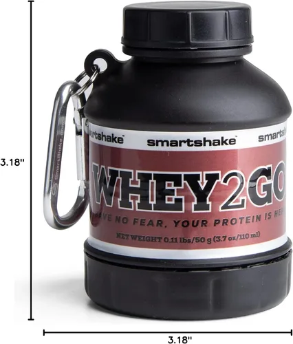Vista 6 de Smartshake Whey2Go - Recipiente de almacenamiento de proteína negra en polvo de 1.76 oz, embudo de botella agitadora sin BPA para proteína de suero