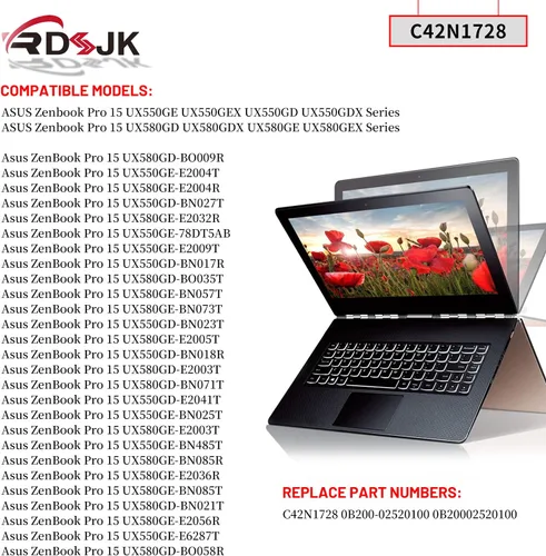 Vista 3 de C42N1728 Batería para portátil Asus Zenbook Pro 15 U5500 UX550GE UX550GEX UX550GD UX550GDX UX580G UX580GD UX580GDX UX580GE UX580GEX UX550GDDDX X-1C