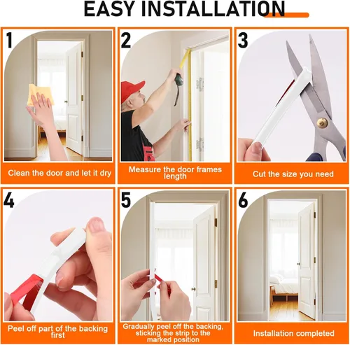 Vista 6 de Tira de sellado de goma para puerta, tira autoadhesiva de burlete para puerta, burlete en forma de D insonorizado e impermeable para marco de puerta