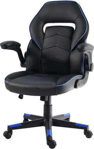 Vista 4 de NuSparc SpawnSafe - Silla para videojuegos, altura ajustable, reposabrazos abatibles, giro de 360°, negro/azul