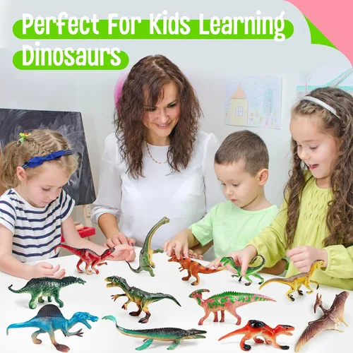 Vista 3 de 12 juguetes de dinosaurio para niños, figuras de animales de plástico, figuras de dinosaurios portátiles, juego Montessori, juego educativo