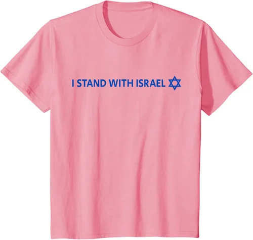 Vista 40 de I Stand With Israel Camiseta de la estrella judía de David de la bandera israelí, Blanco