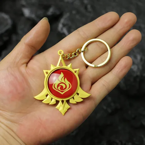 Vista 4 de Genshin Impact Vision - Broche luminoso de ojo de dios, llavero luminoso, llavero con colgante luminoso, diseño de personajes de juego