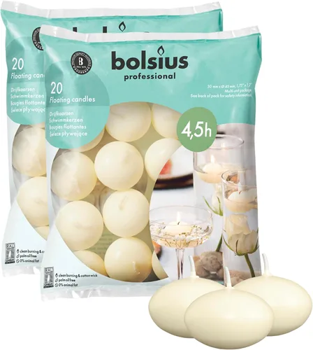 Vista 8 de BOLSIUS Velas flotantes sin perfume, marfil cremoso puro, juego de 20 unidades, sin humo, calidad europea, imbuye un ambiente impresionante