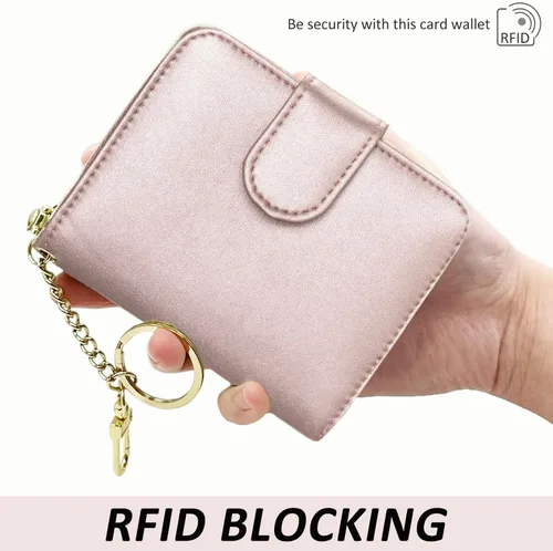 Vista 5 de Beurlike billetera de cuero, con tarjetero con bloqueo RFID, organizador, billetera segura para mujer