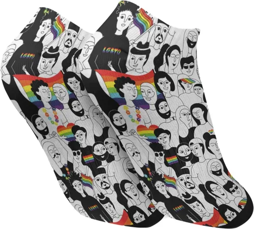 Vista 2 de devor Ankle Socks for Women Crew Sock Women's Athletic Sock Funny Love is love LGBTQ Socks
