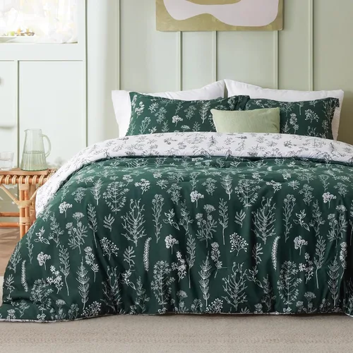 Vista 29 de Bedsure - Juego de edredón floral lindo, juego de ropa de cama tamaño King 04 - Gris claro