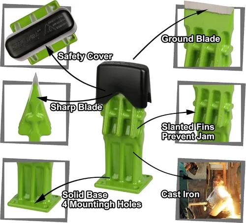 Vista 3 de SPEED FORCE Divisor de madera manual para leña, divisor de troncos portátil, cabeza de punta de cuña, sin hacha, 3 pulgadas, verde con cubierta