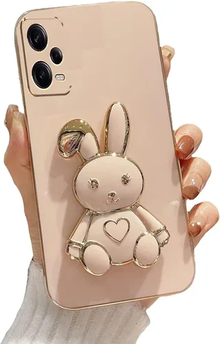 Vista 54 de Funda con soporte de conejo de corazón para Xiaomi Redmi A1, galvanizado suave TPU protector delgado a prueba de golpes con lindo conejito soporte