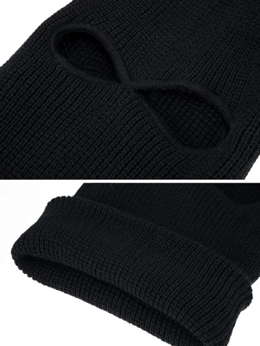 Vista 3 de Blulu Paquete de 3 máscaras de esquí con 2 agujeros, máscaras de invierno tejidas, pasamontañas cálidas y con protección contra el viento para Negro