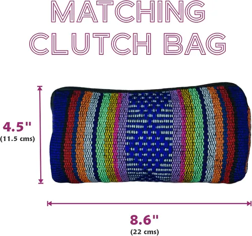 Vista 3 de MEXICANDOO Set of Authentic Mexican Handcrafted Woven Handbag with Wooden Handles and Matching Clutch Bag for Women or Girls