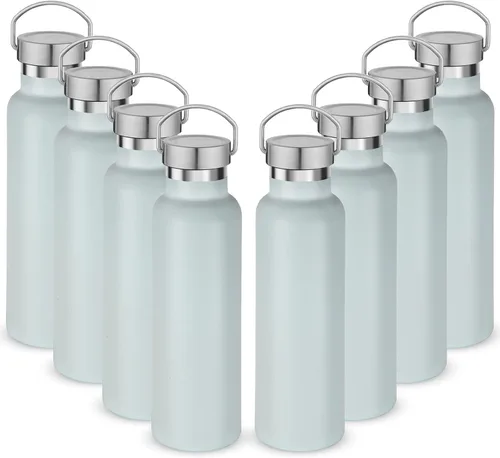 Vista 16 de Neihepal Botellas de agua de acero inoxidable negras, botella de viaje de doble pared con aislamiento al vacío de 20 onzas con tapa a prueba