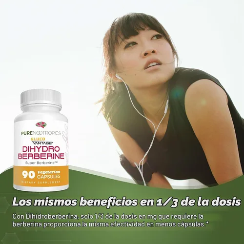 Vista 5 de Pure Nootropics Suplemento de dihidroberberina (GlucoVantage) 100 mg, 90 Super berberina, biodisponibilidad mejorada, cápsulas vegetarianas pequeñas