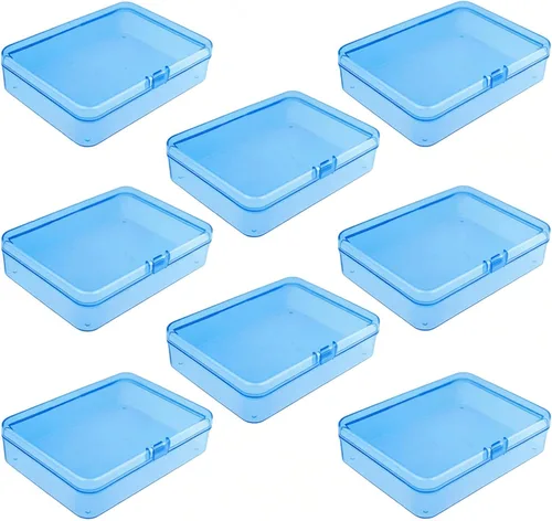 Vista 11 de 12 cajas de plástico rectangulares de plástico, contenedores organizadores vacíos con tapas con bisagras para objetos pequeños y otros proyectos