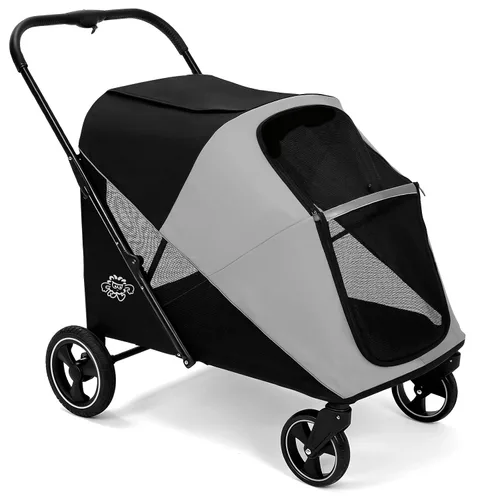 Vista 11 de Cochecito para perros medianos, cochecito para mascotas de 4 ruedas para 2 perros pequeños o 1 perro mediano, cochecito para gatos de hasta 80