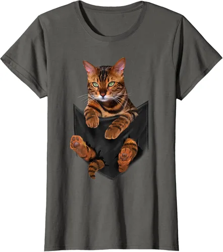 Vista 54 de Camiseta de bolsillo con estampado de tigre y gato Negro