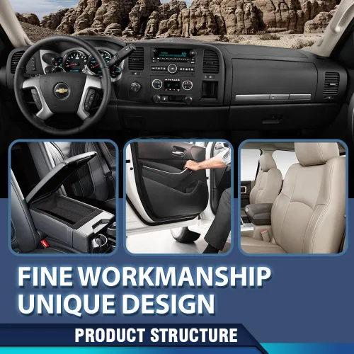 Vista 4 de PIT66 Panel de cubierta de tablero de TPE, compatible con Chevy Silverado/GMC Sierra 2007-2013 bisel negro (estilo doble guantera solamente) Fit