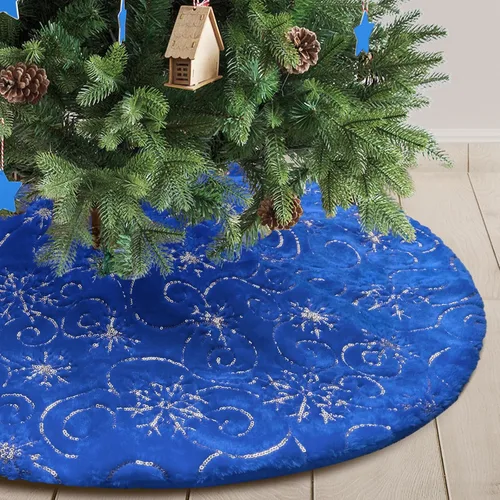 Vista 21 de Falda de árbol de Navidad de felpa negra de 24 pulgadas, pequeña, de piel sintética gruesa, lujosa decoración navideña para Año Nuevo, decoración