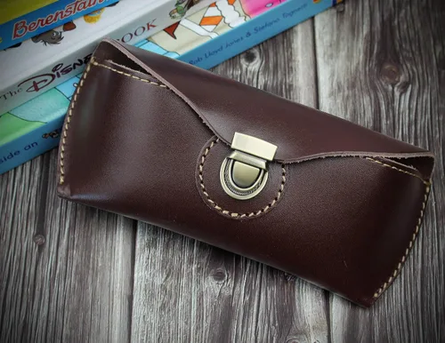 Vista 2 de DK86 Genuine Leather Glasses Case Sunglasses Pouch Eyeglass Case for Men and Women
