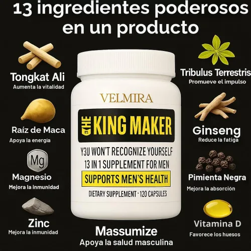 Vista 3 de Velmira® King Maker Suplemento para hombres y mujeres 13 en 1. Sin azúcar. Apoyo energético. Recuperación muscular. Apoyo para la salud