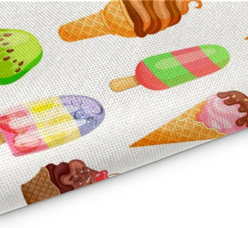 Vista 3 de Juego de 4 manteles individuales con diseño de helado de comida, lavables, impermeables, para decoración de mesa de comedor, 18 x 12 pulgadas