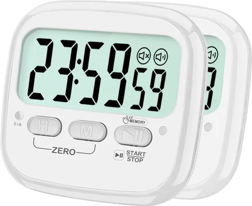 Vista 10 de AyayaBoss Paquete de 2 temporizadores magnéticos de cocina para cocinar, cronómetro digital de cuenta regresiva para niños, profesores, aula