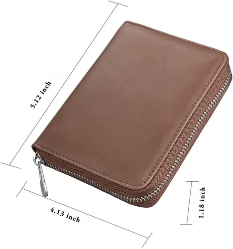 Vista 29 de boshiho Cartera con bloqueo RFID de 24 ranuras para tarjetas de crédito, de piel auténtica, organizador de múltiples tarjetas, con cremallera